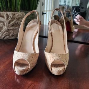 Cork Slingback Heels